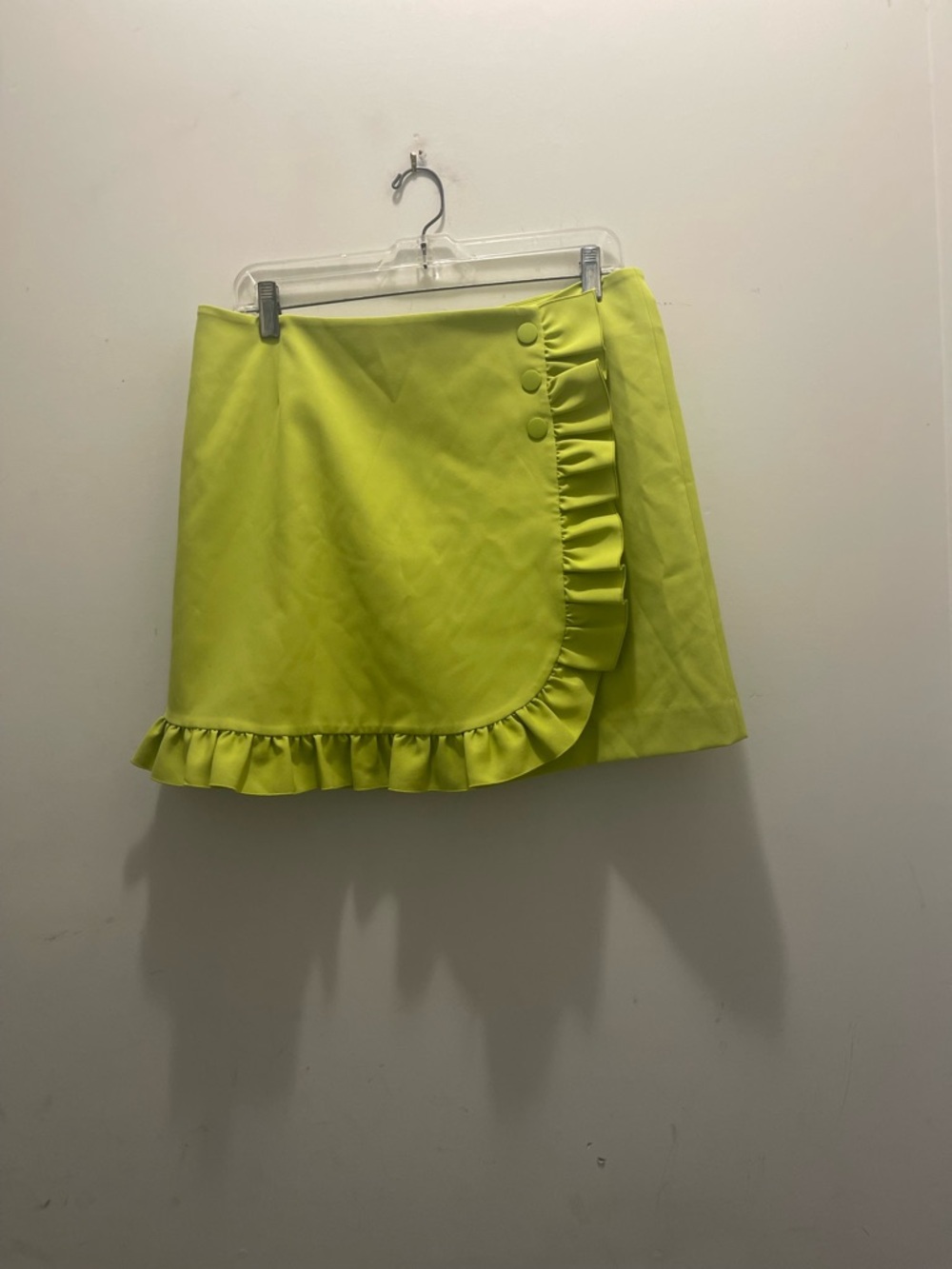 Tory Burch Neon Lime Ruffle Wrap Mini Skirt/Skort